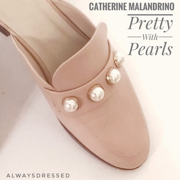 Catherine Malandrino Pearl Studded Mules - Picture 1 of 8